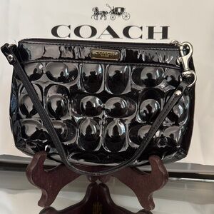 Coach Black Patent Leather Wristlet